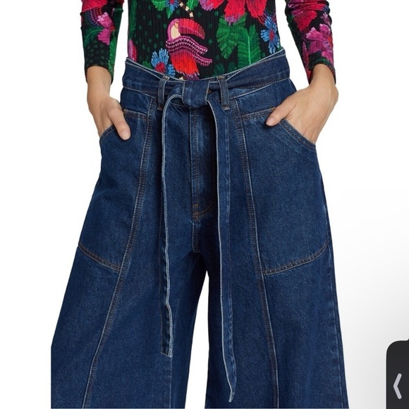 Anthropologie Farm High Rise Wide Leg Rio Palazzo Jeans Blue Denim Size 23 NWT - Picture 8 of 10